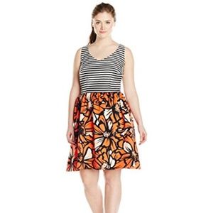 Just...Taylor Navy Coral Stripe Floral Dress 14